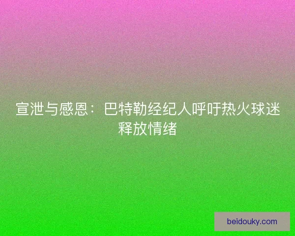 宣泄与感恩：巴特勒经纪人呼吁热火球迷释放情绪