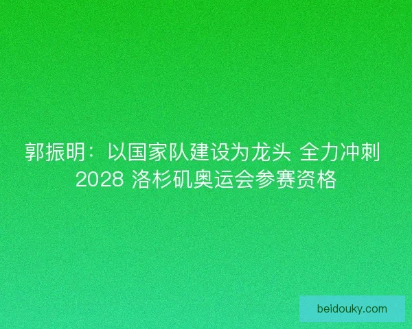 郭振明：以国家队建设为龙头 全力冲刺 2028 洛杉矶奥运会参赛资格