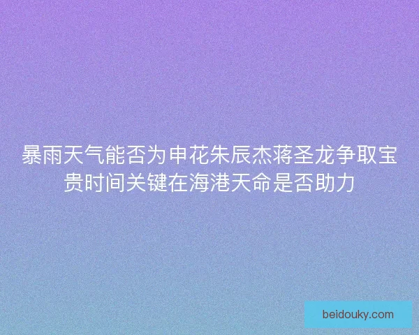暴雨天气能否为申花朱辰杰蒋圣龙争取宝贵时间关键在海港天命是否助力 暴雨天气能否为申花朱辰杰蒋圣龙争取宝贵时间关键在海港天命是否助力