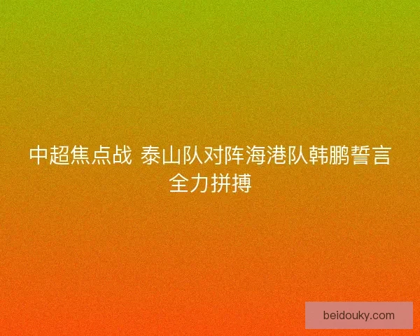 中超焦点战 泰山队对阵海港队韩鹏誓言全力拼搏