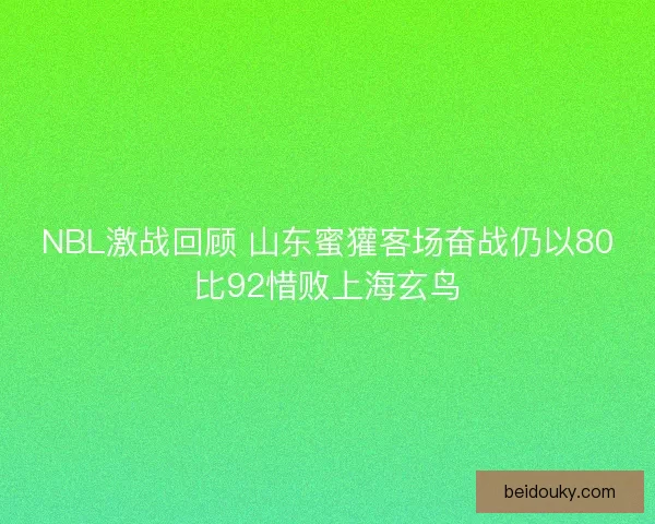 NBL激战回顾 山东蜜獾客场奋战仍以80比92惜败上海玄鸟 NBL激战回顾 山东蜜獾客场奋战仍以80比92惜败上海玄鸟